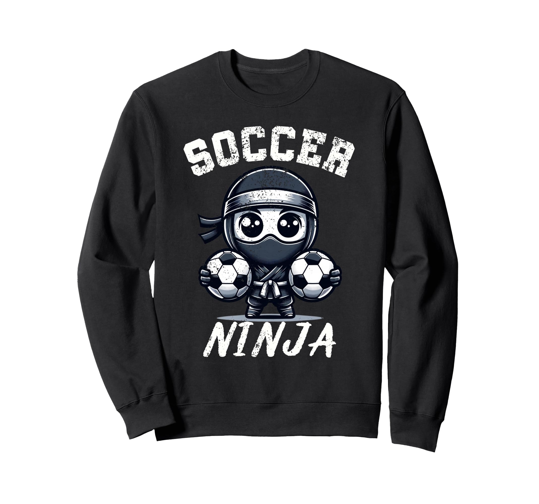 Funny Soccer Ninja Distressed Sweatshirt - Unique Graphic for Adults - T-Shirt, Sweatshirt, Hoodie