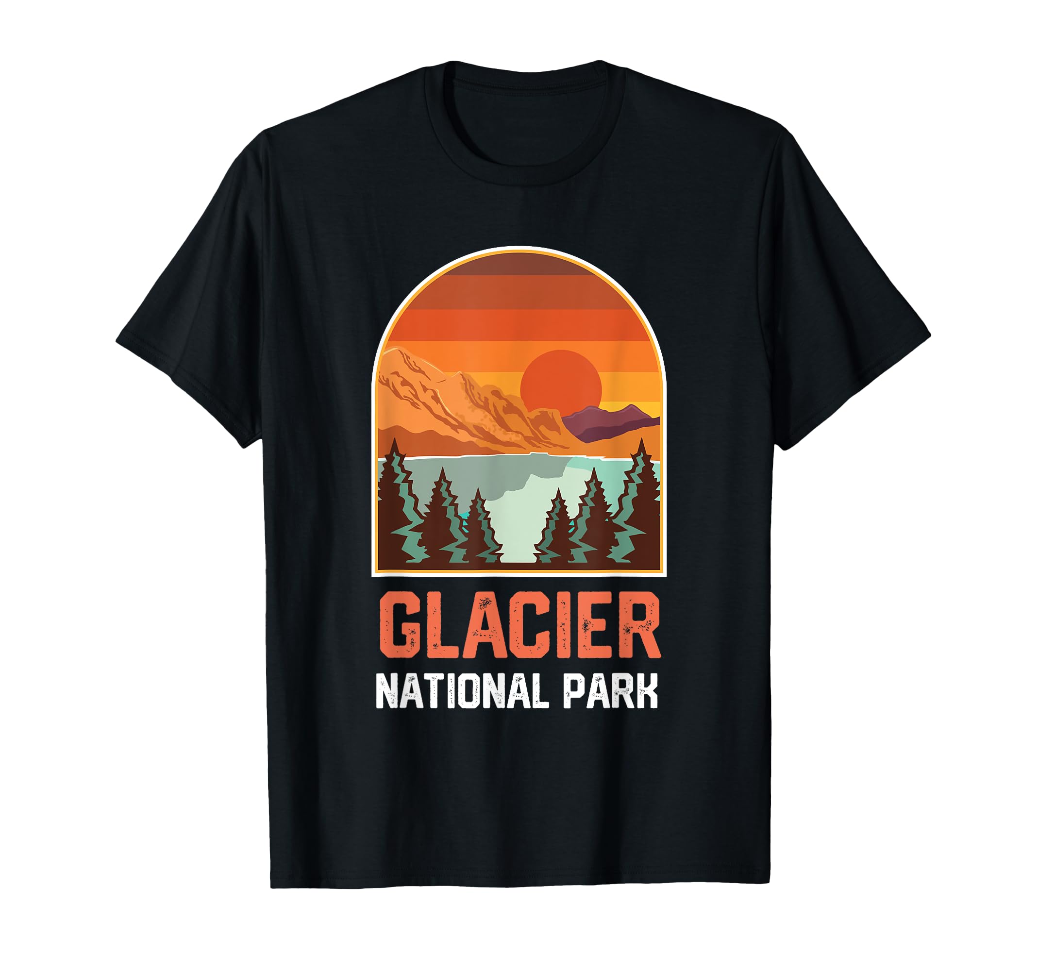 Glacier National Park Sunset T-Shirt - Fun Novelty Design for Adults - T-Shirt, Sweatshirt, Hoodie