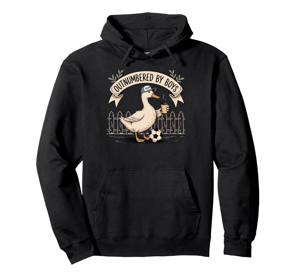 Outnumbered Funny Mom Goose Soccer Hoodie - Minimalist Print Unisex - T-Shirt, Sweatshirt, Hoodie