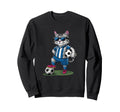 Funny Soccer Cat Cartoon Sports Sweatshirt - Casual Everyday Wear Unisex - T-Shirt, Sweatshirt, Hoodie