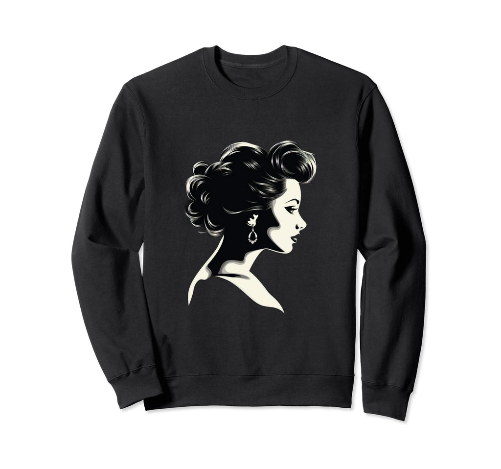 Pinup Hairstyle Silhouette Sweatshirt - Novelty Apparel for Adults - T-Shirt, Sweatshirt, Hoodie