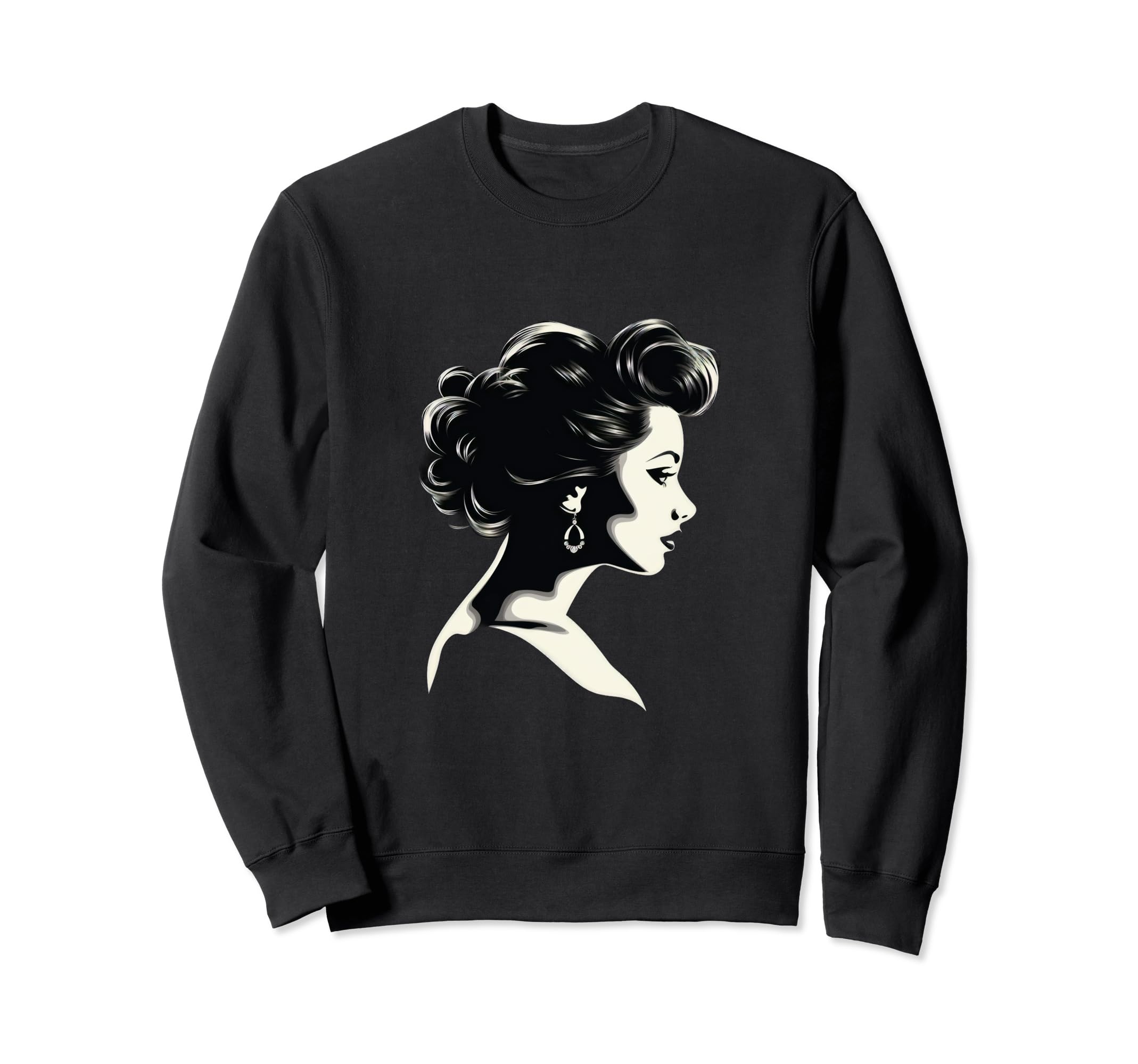 Pinup Hairstyle Silhouette Sweatshirt - Novelty Apparel for Adults - T-Shirt, Sweatshirt, Hoodie