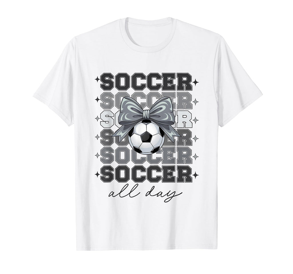 Groovy Soccer Coquette Bow Soccer All T-Shirt - Novelty Apparel for Adults - T-Shirt, Sweatshirt, Hoodie