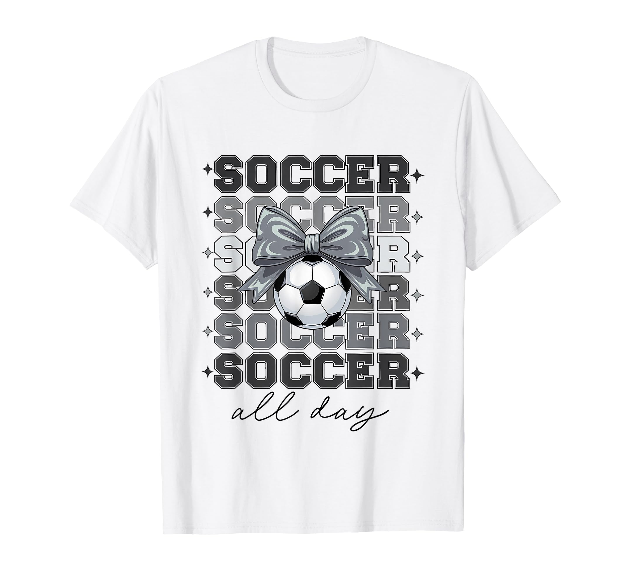 Groovy Soccer Coquette Bow Soccer All T-Shirt - Novelty Apparel for Adults - T-Shirt, Sweatshirt, Hoodie