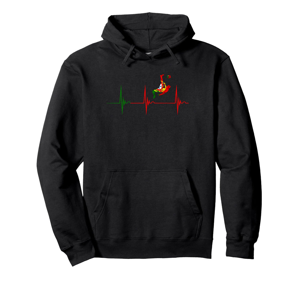 Heartbeat Ekg Pulse Portuguese Soccer Hoodie - Novelty Apparel for Adults - T-Shirt, Sweatshirt, Hoodie