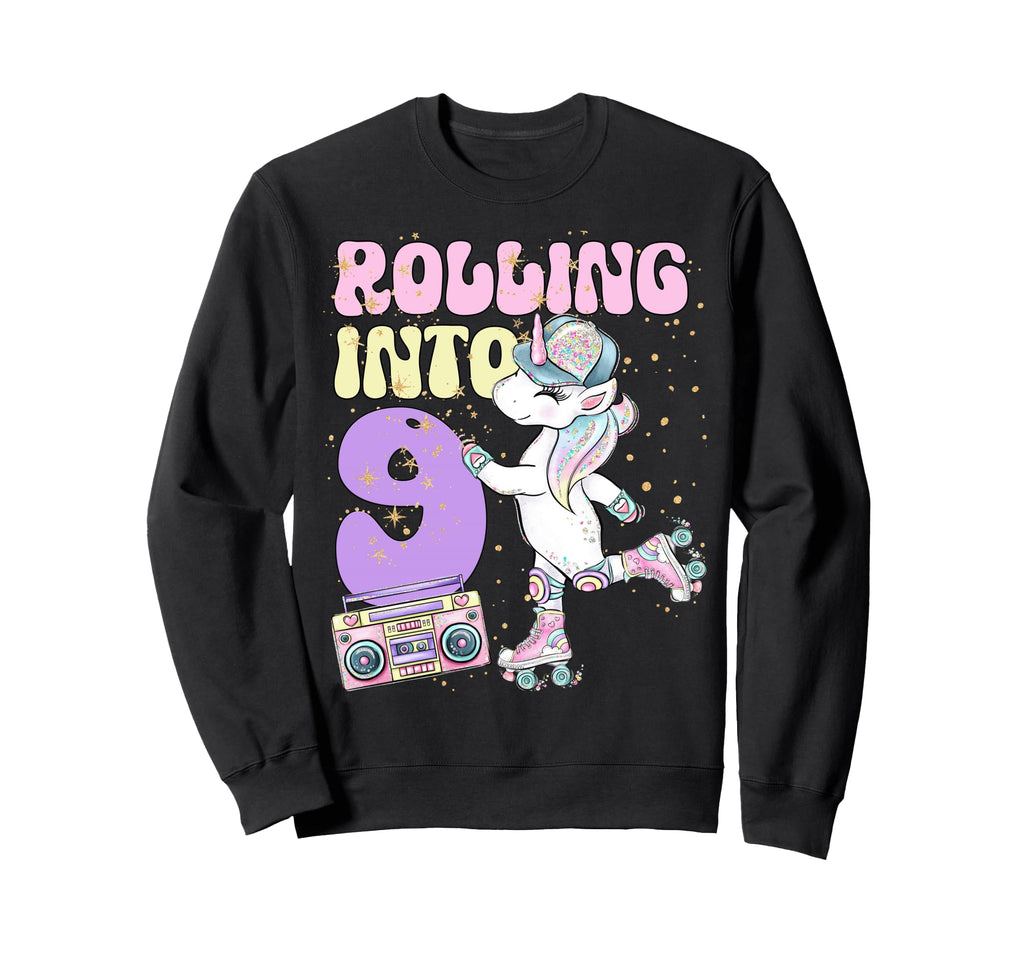 9Th Birthday Roller Skate Sweatshirt - Casual Everyday Wear Men Women - T-Shirt, Sweatshirt, Hoodie