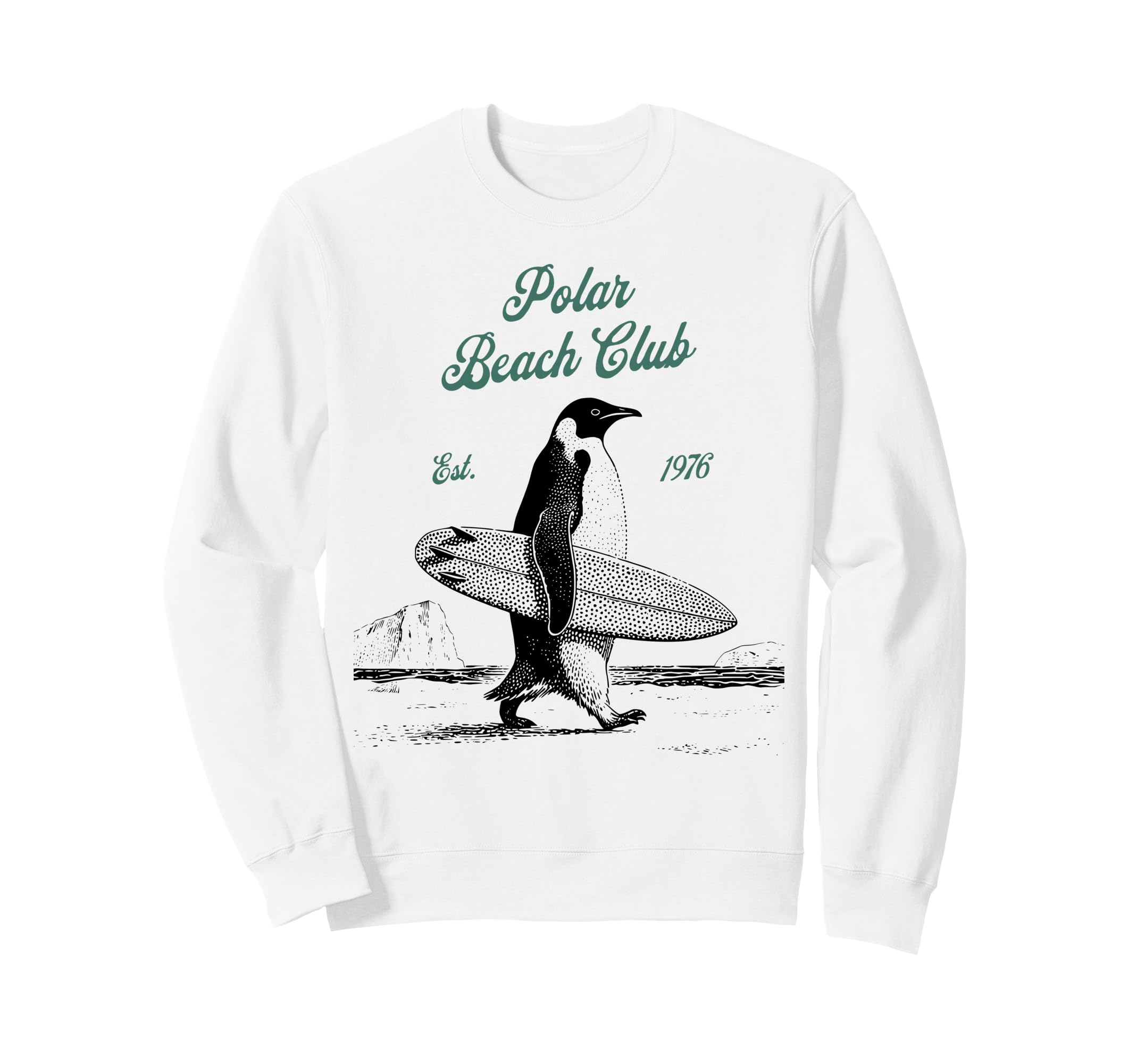 Polar Beach Club Penguin Surfer Sweatshirt - Minimalist Print for Adults - T-Shirt, Sweatshirt, Hoodie