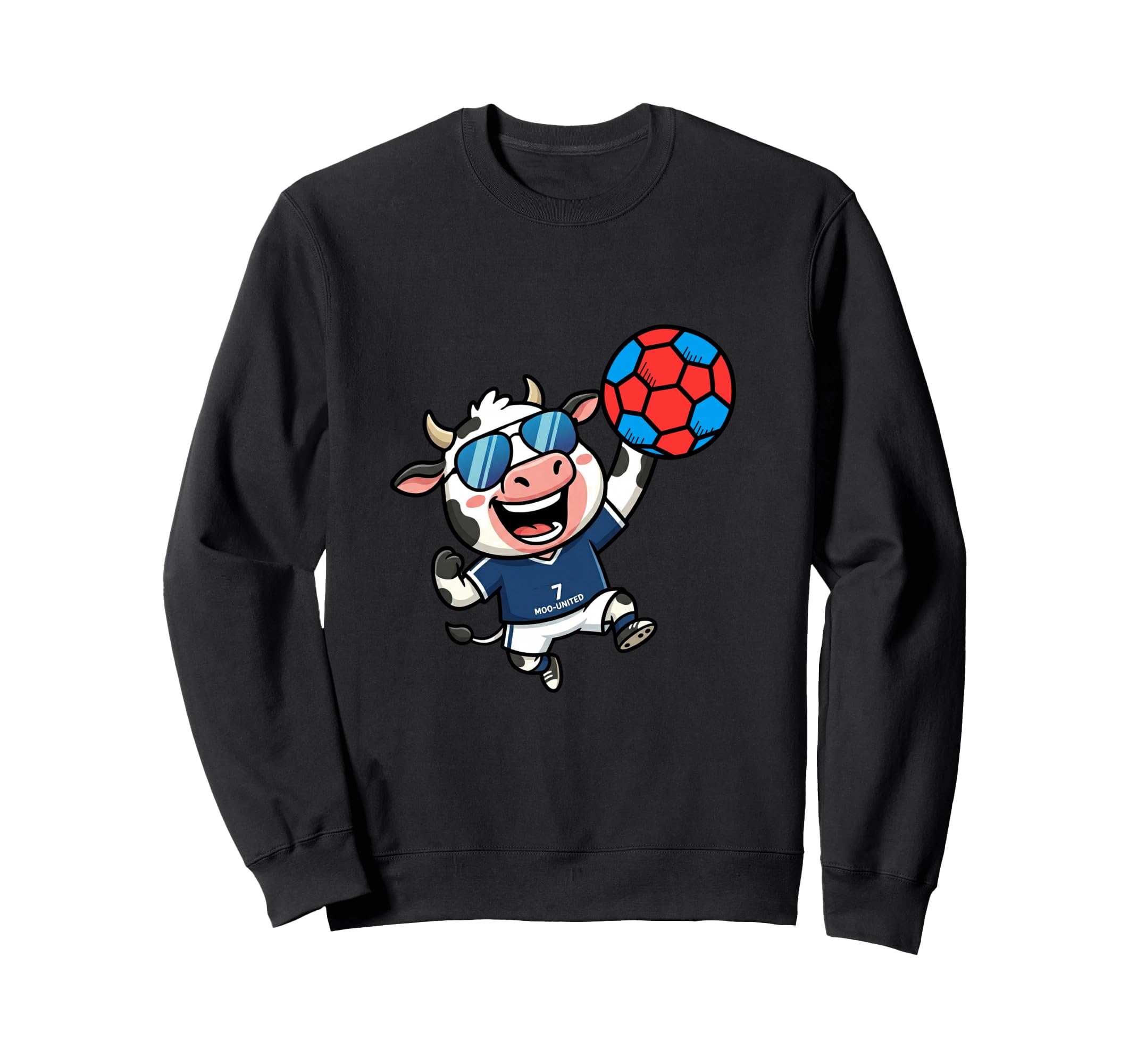 Moo United 7 Soccer Cow Athlete Fun Sweatshirt - Novelty Apparel Men Women - T-Shirt, Sweatshirt, Hoodie