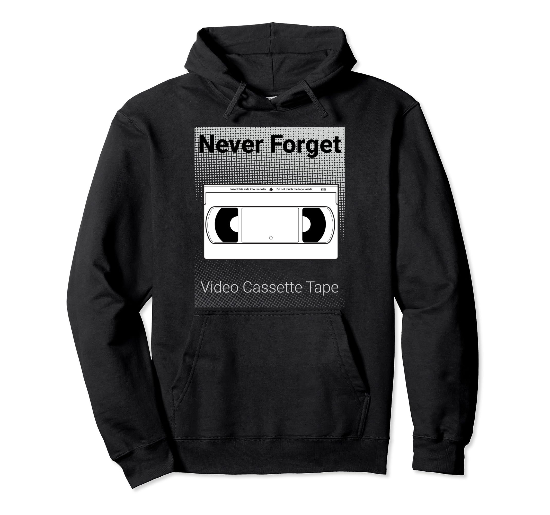 Never Forget Video Cassette Tape Hoodie - Unique Graphic Unisex - T-Shirt, Sweatshirt, Hoodie