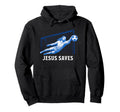 Funny Jesus Saves Soccer Goal Keeper Hoodie - Minimalist Print for Adults - T-Shirt, Sweatshirt, Hoodie
