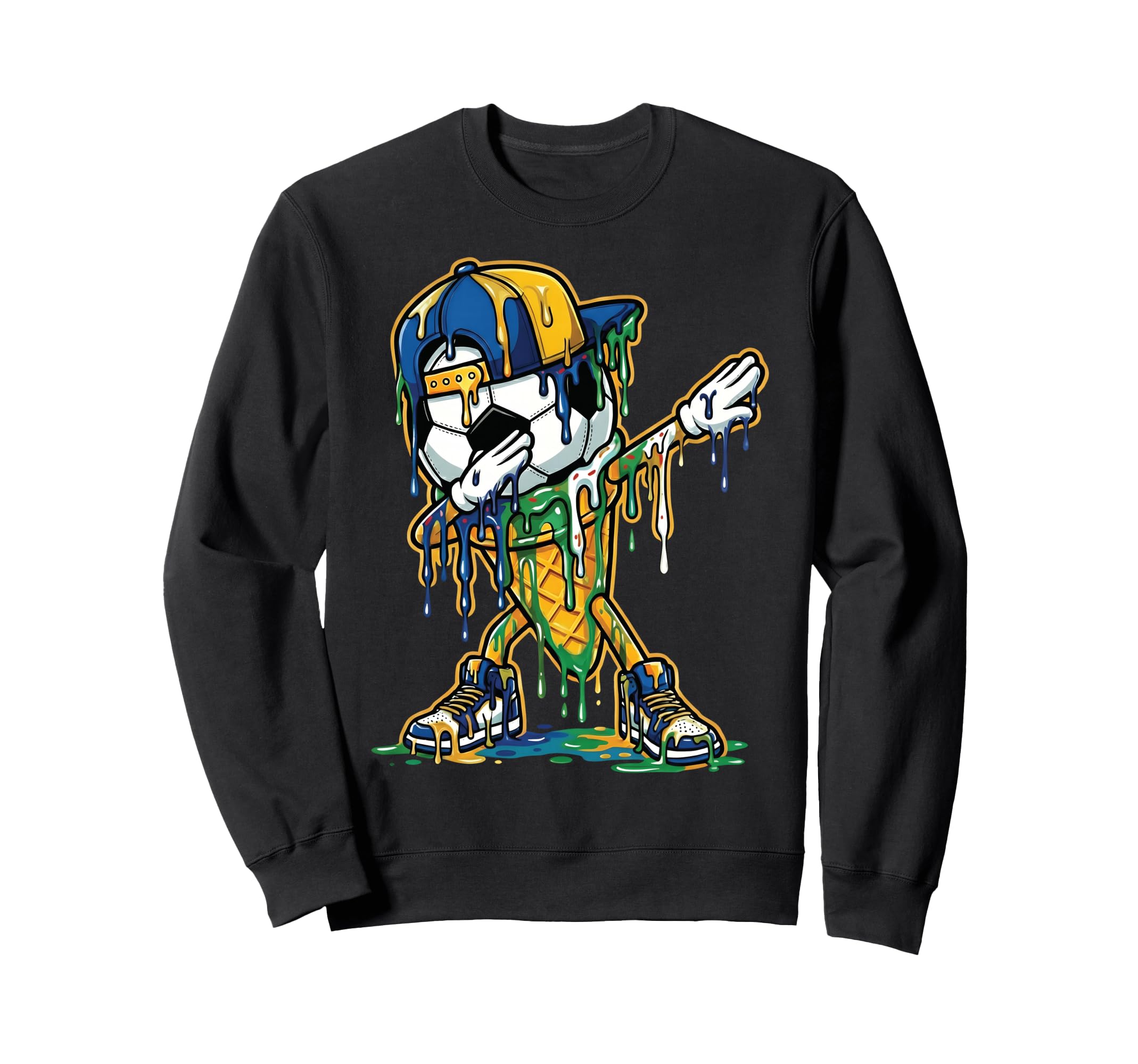 Soccer Ice Cream Dripping Dabbing Sweatshirt - Trendy Graphic Unisex - T-Shirt, Sweatshirt, Hoodie