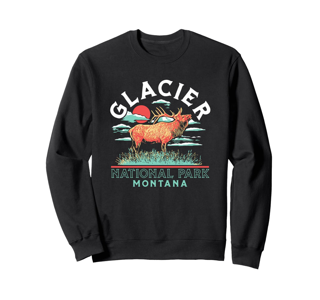 Gates Montana Bull Elk Glacier Sweatshirt - Fun Novelty Design Men Women - T-Shirt, Sweatshirt, Hoodie