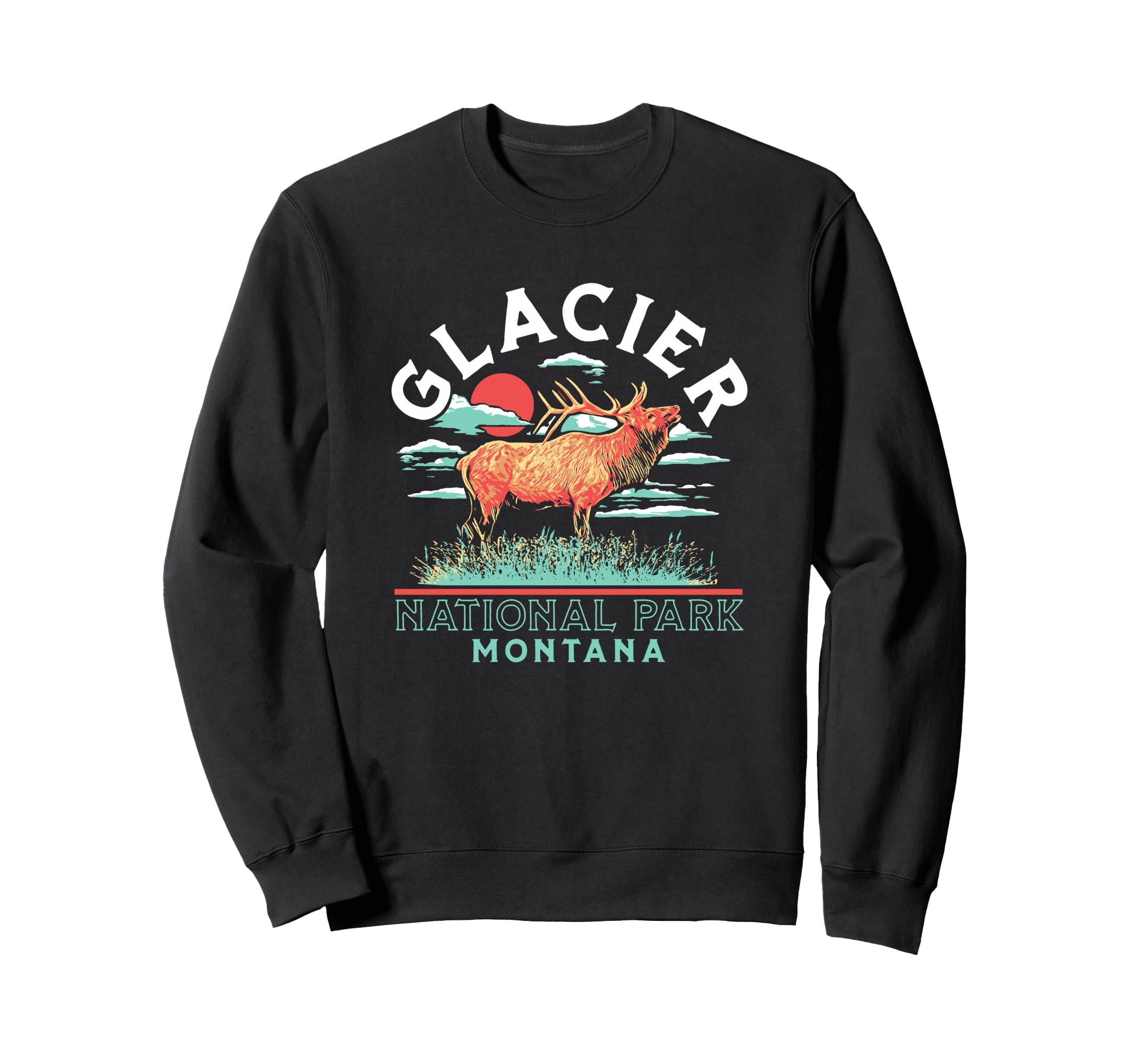 Gates Montana Bull Elk Glacier Sweatshirt - Fun Novelty Design Men Women - T-Shirt, Sweatshirt, Hoodie