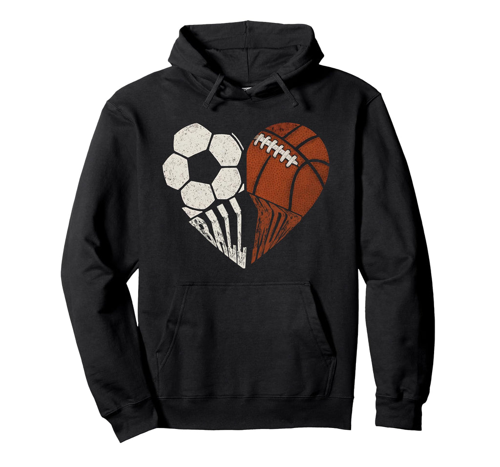 Mom Both Heart Soccer Baseball Sports Hoodie - Novelty Apparel for Adults - T-Shirt, Sweatshirt, Hoodie