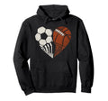 Mom Both Heart Soccer Baseball Sports Hoodie - Novelty Apparel for Adults - T-Shirt, Sweatshirt, Hoodie