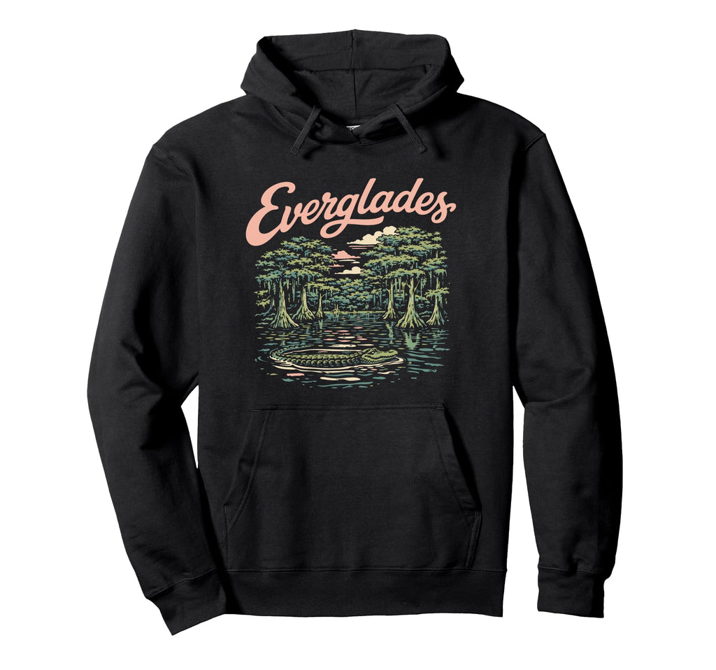 Everglades National Park Gator 80S Hoodie - Minimalist Print Men Women - T-Shirt, Sweatshirt, Hoodie