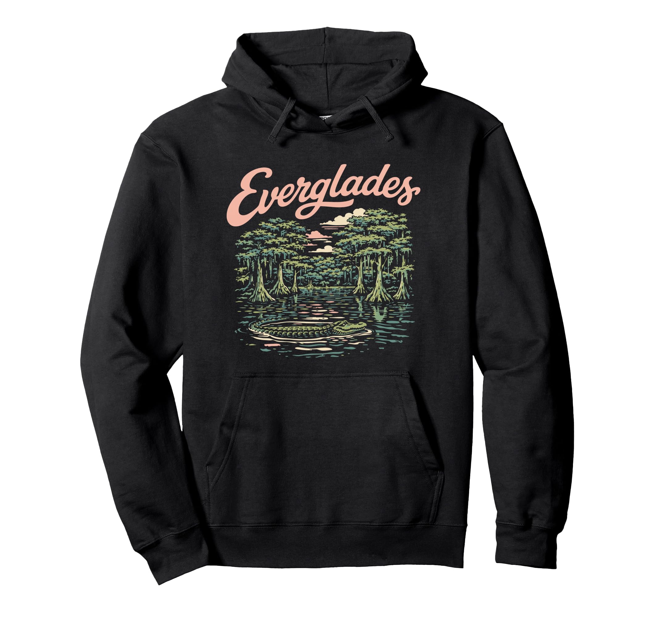 Everglades National Park Gator 80S Hoodie - Minimalist Print Men Women - T-Shirt, Sweatshirt, Hoodie