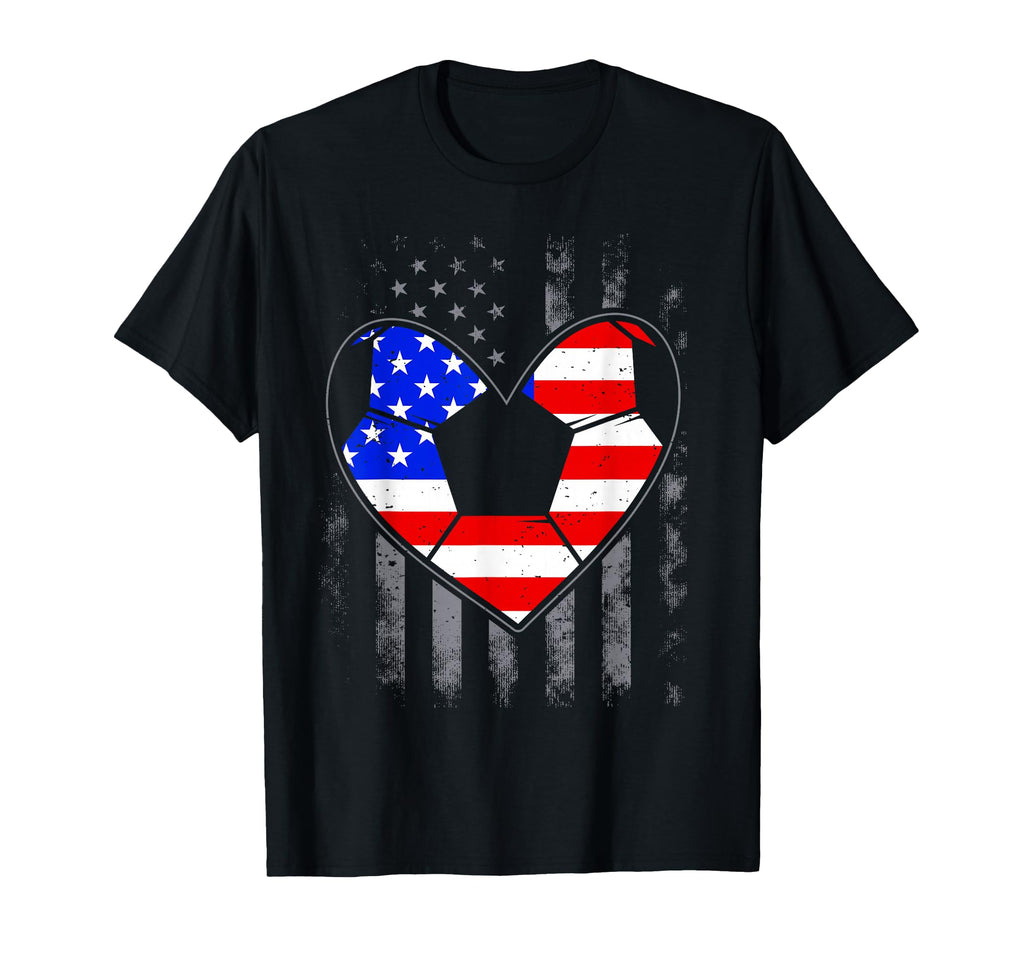 Soccer Heart Us American Flag Sports T-Shirt - Streetwear Style for Adults - T-Shirt, Sweatshirt, Hoodie