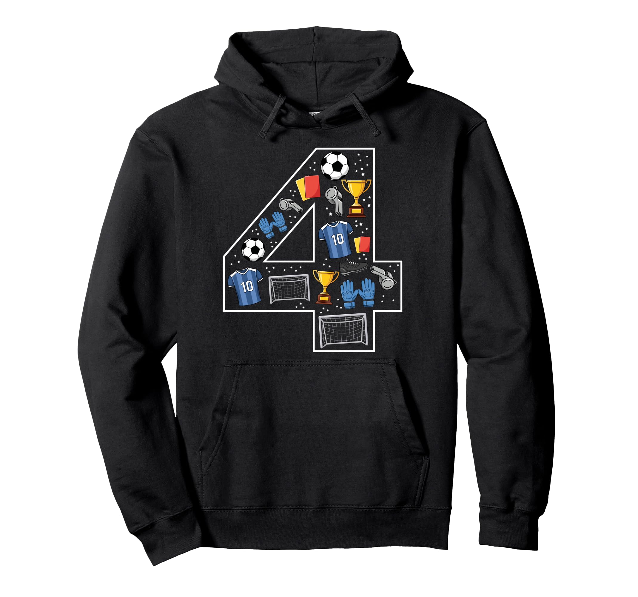 4Th Birthday 4 Year Old Football Soccer Hoodie - Novelty Apparel Unisex - T-Shirt, Sweatshirt, Hoodie