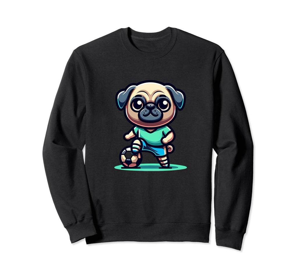 Pug Dog Soccer Player Ball Champion Sweatshirt - Unique Graphic for Adults - T-Shirt, Sweatshirt, Hoodie