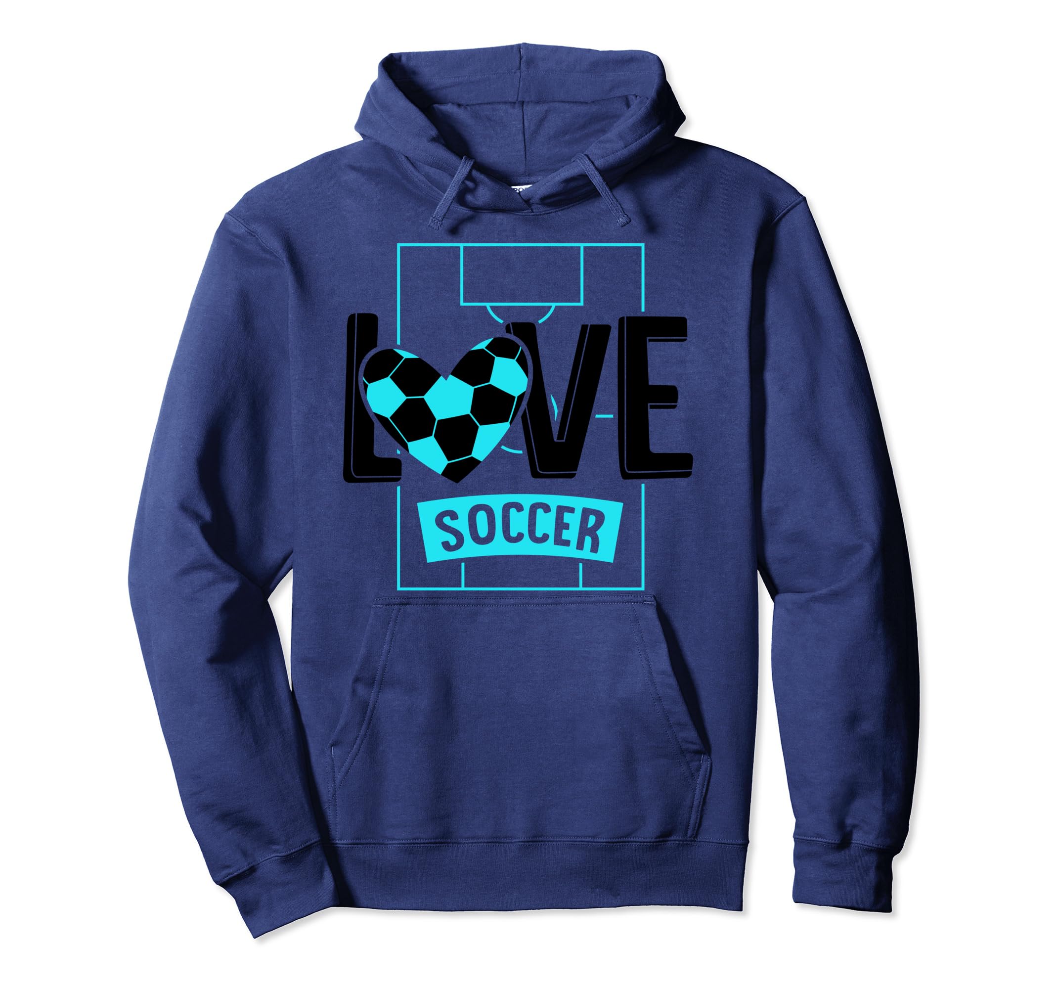 Love Soccer Funny Hearty Soccer Field Hoodie - Graphic Print Men Women - T-Shirt, Sweatshirt, Hoodie