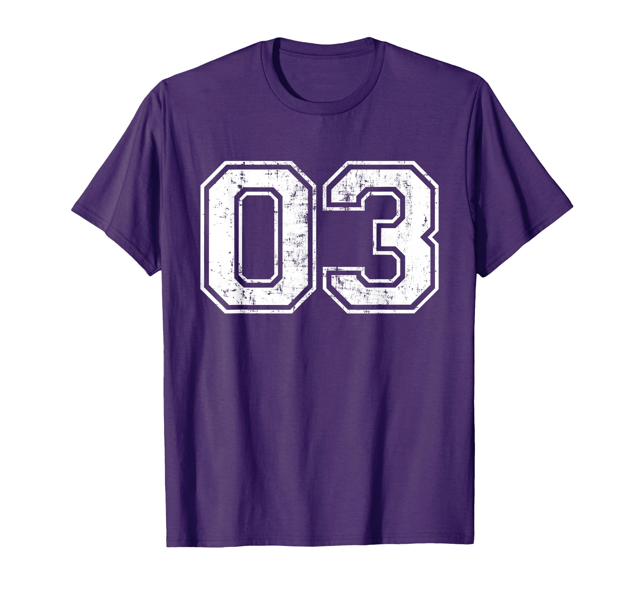 Number 03 Varsity Distressed Sports Team T-Shirt - Novelty Apparel Unisex - T-Shirt, Sweatshirt, Hoodie