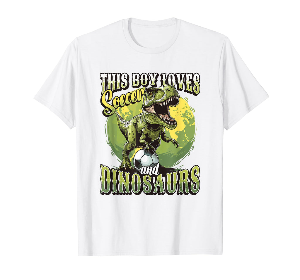 This Loves Soccer And Dinosaurs Playing T-Shirt - Aesthetic Graphic Unisex - T-Shirt, Sweatshirt, Hoodie