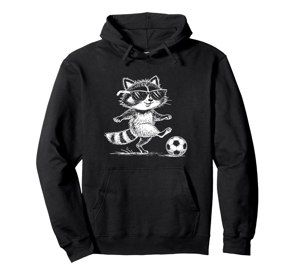 Funny Soccer Raccoon Sunglasses Hoodie - Fun Novelty Design Unisex - T-Shirt, Sweatshirt, Hoodie