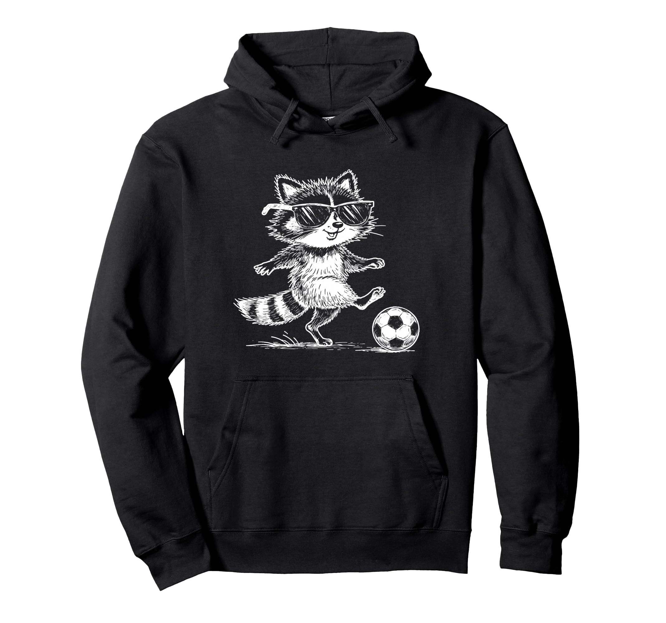 Funny Soccer Raccoon Sunglasses Hoodie - Fun Novelty Design Unisex - T-Shirt, Sweatshirt, Hoodie