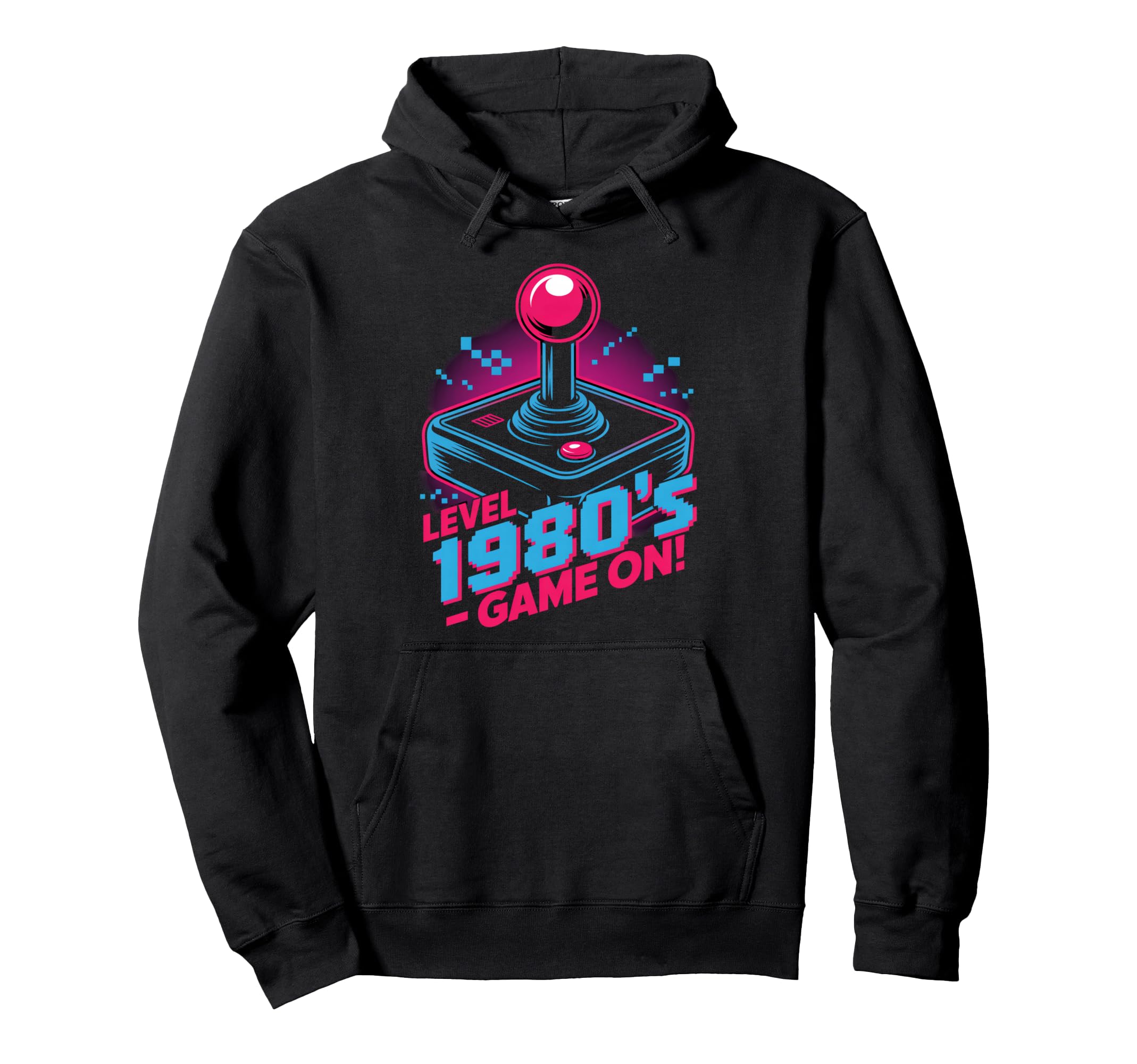 Level 1980S Game Arcade Joystick Hoodie - Graphic Print for Adults - T-Shirt, Sweatshirt, Hoodie