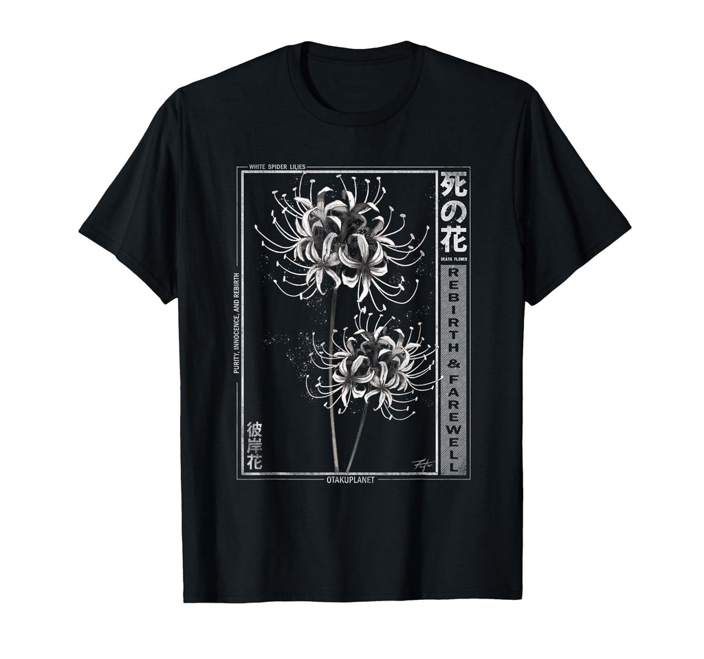 White Spider Lily Japanese Grunge T-Shirt - Minimalist Print Men Women - T-Shirt, Sweatshirt, Hoodie
