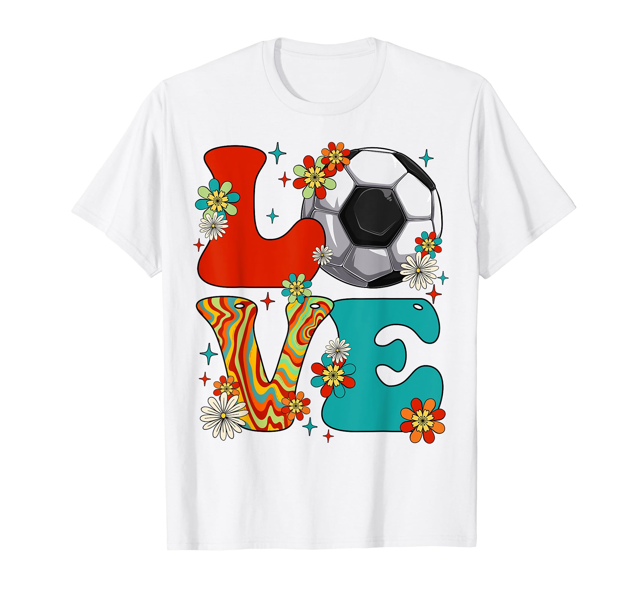 Groovy Hippie Love Soccer Player Lover T-Shirt - Custom Art Print Unisex - T-Shirt, Sweatshirt, Hoodie