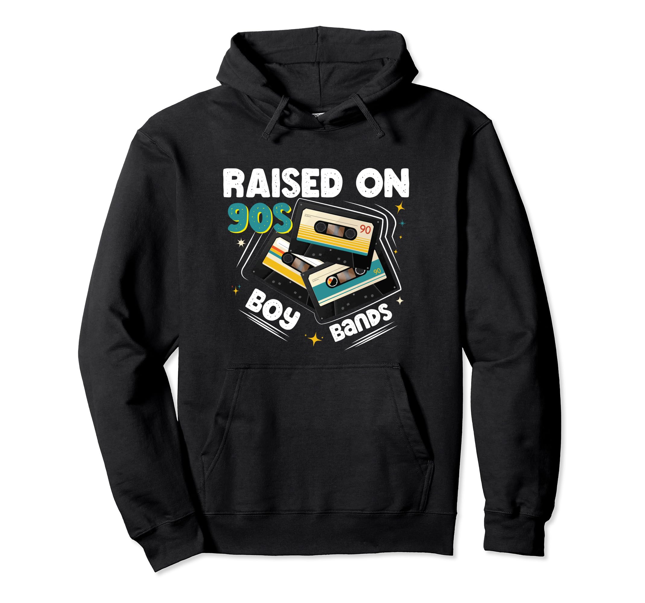 Raised 90S Bands Cassette Tape Hoodie - Unique Graphic for Adults - T-Shirt, Sweatshirt, Hoodie