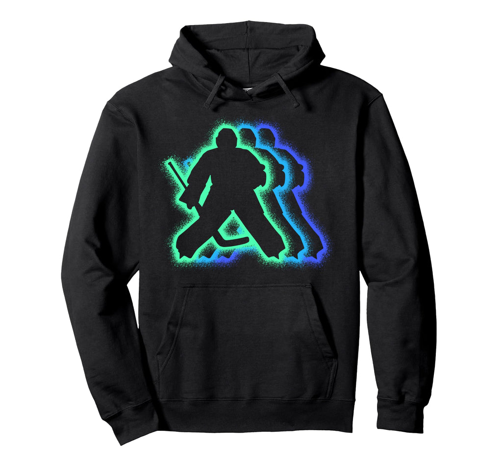 Hockey Goalkeeper Silhouettes Ice Hoodie - Custom Art Print Men Women - T-Shirt, Sweatshirt, Hoodie