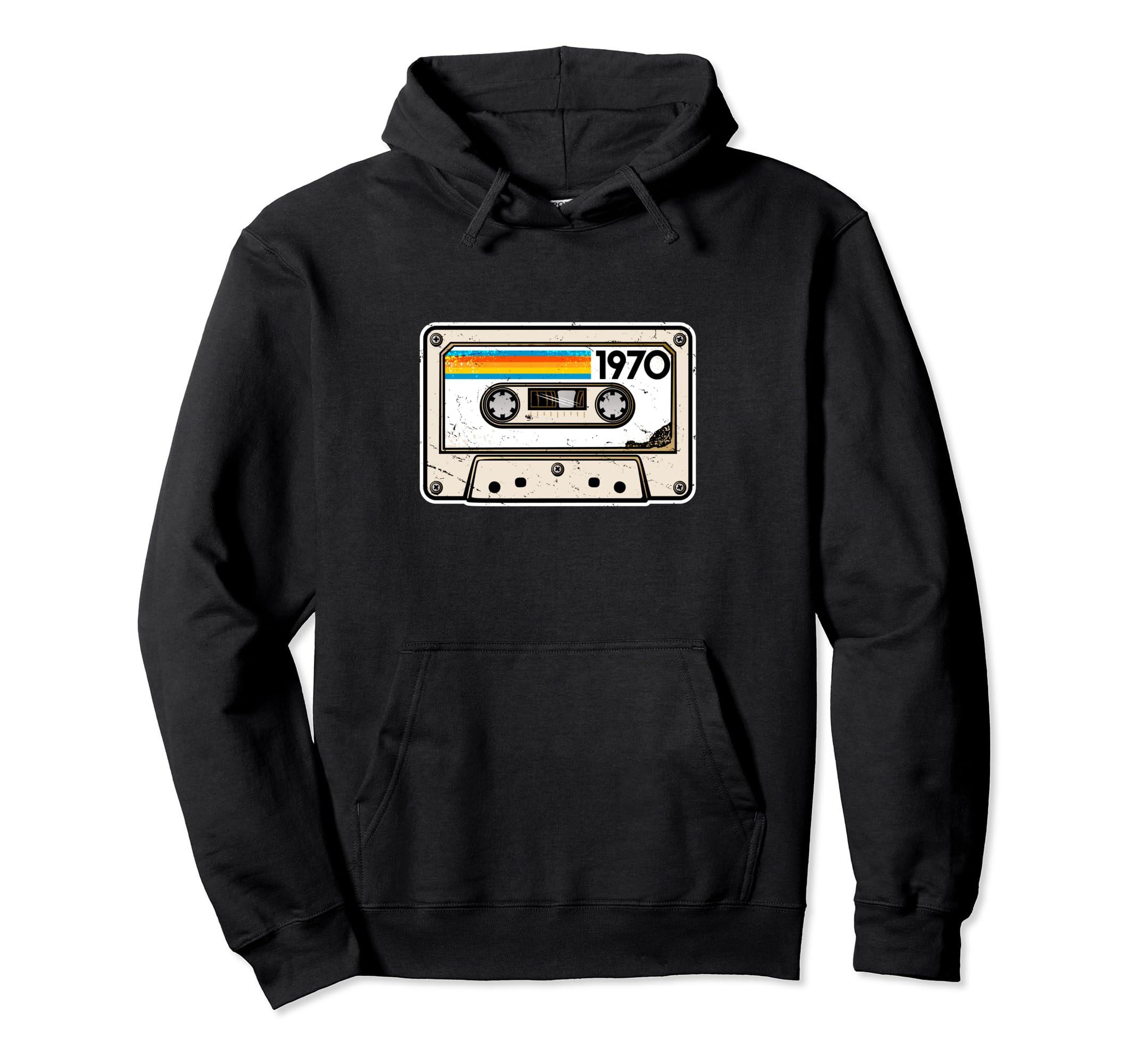 1970 Mixtape Distressed Cassette Tape Hoodie - Novelty Apparel Unisex - T-Shirt, Sweatshirt, Hoodie