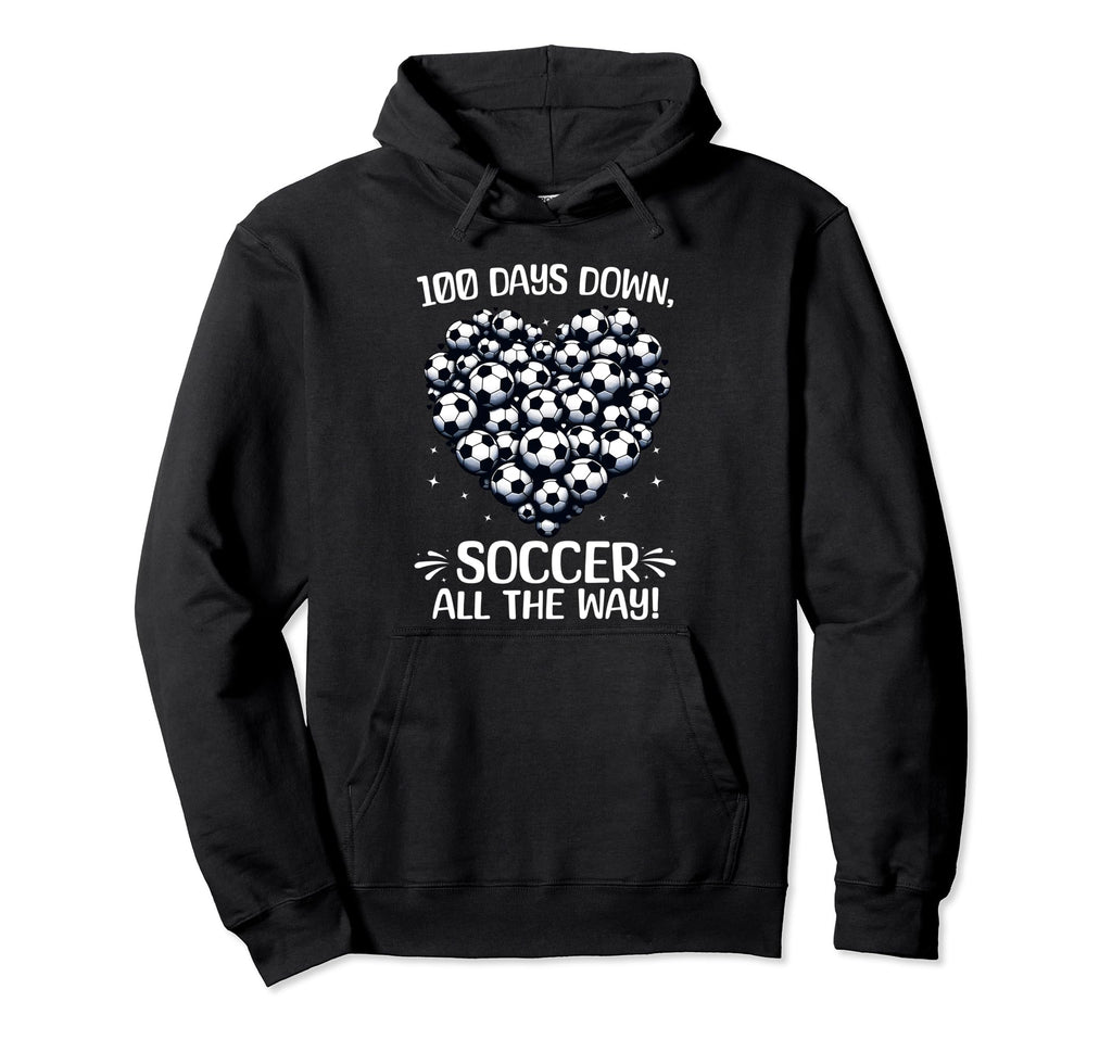 100 Days School Soccer Heart Love 100Th Hoodie - Graphic Print for Adults - T-Shirt, Sweatshirt, Hoodie