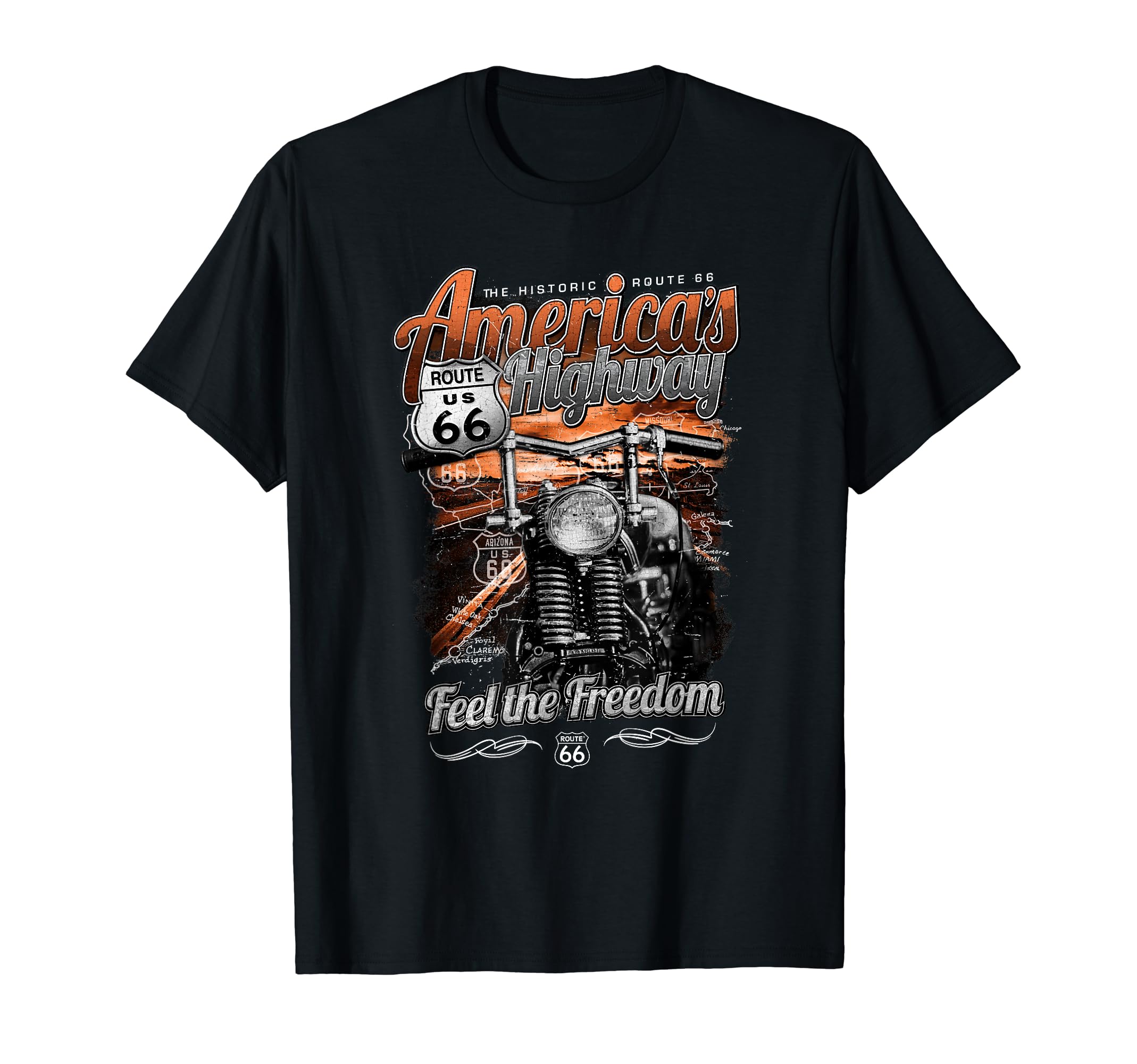 Route 66 Americas Highway T-Shirt - Fun Novelty Design Men Women - T-Shirt, Sweatshirt, Hoodie
