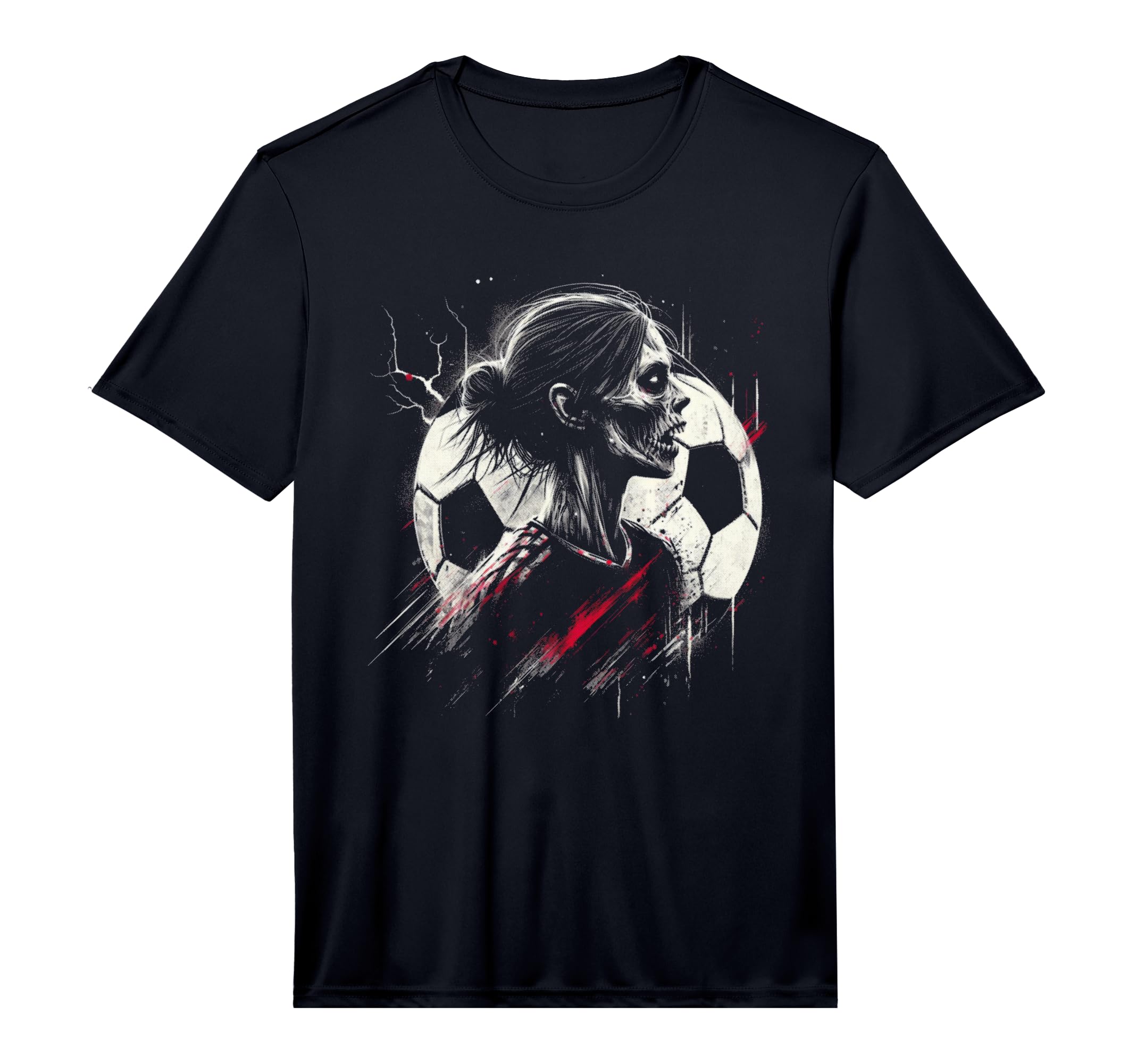 Female Zombie Soccer Player Creepy T-Shirt - Custom Art Print Men Women - T-Shirt, Sweatshirt, Hoodie