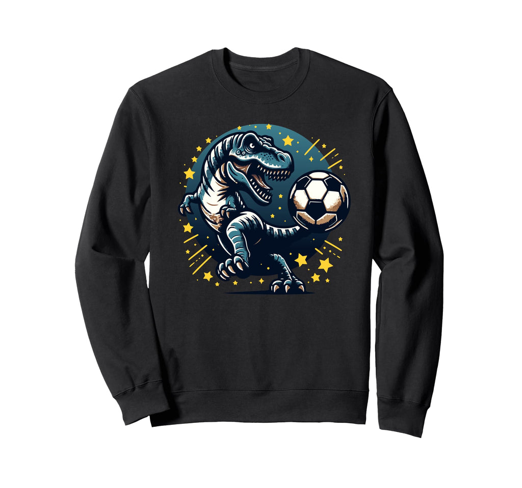 T Rex Dinosaur Kicking Soccer Sweatshirt - Custom Art Print for Adults - T-Shirt, Sweatshirt, Hoodie