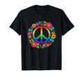 Peace Sign Floral Hippie Rainbow T-Shirt - Aesthetic Graphic Men Women - T-Shirt, Sweatshirt, Hoodie