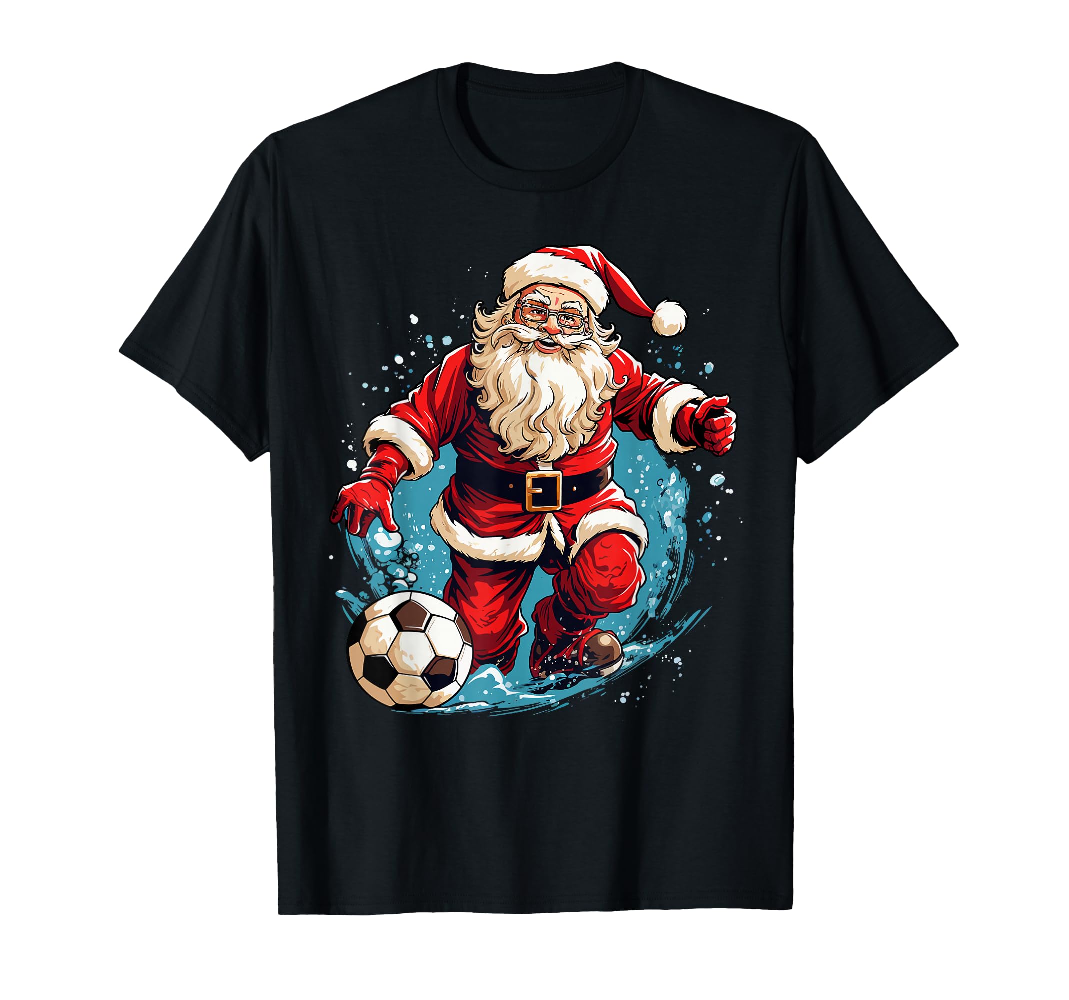 Santa Claus Soccer Football T-Shirt - Custom Art Print Unisex - T-Shirt, Sweatshirt, Hoodie