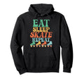 Roller Skating Skate 1970S Eat Sleep Skate Hoodie - Graphic Print Unisex - T-Shirt, Sweatshirt, Hoodie