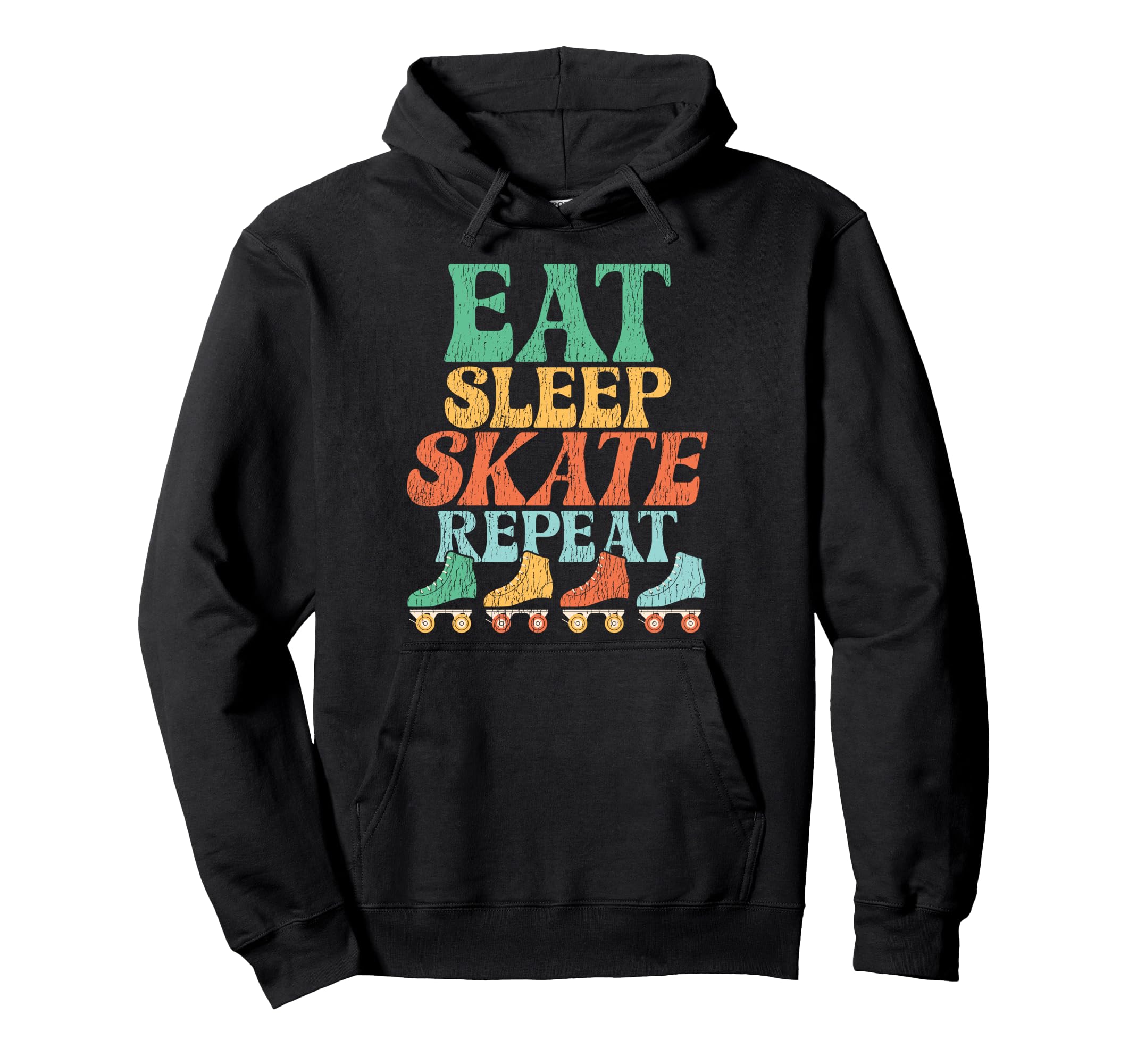 Roller Skating Skate 1970S Eat Sleep Skate Hoodie - Graphic Print Unisex - T-Shirt, Sweatshirt, Hoodie