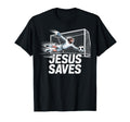 Soccer Goalie Goalkeeper Jesus Saves T-Shirt - Graphic Print Unisex - T-Shirt, Sweatshirt, Hoodie