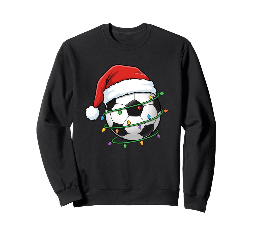 Soccer Santa Hat Lights Funny Sweatshirt - Aesthetic Graphic Men Women - T-Shirt, Sweatshirt, Hoodie