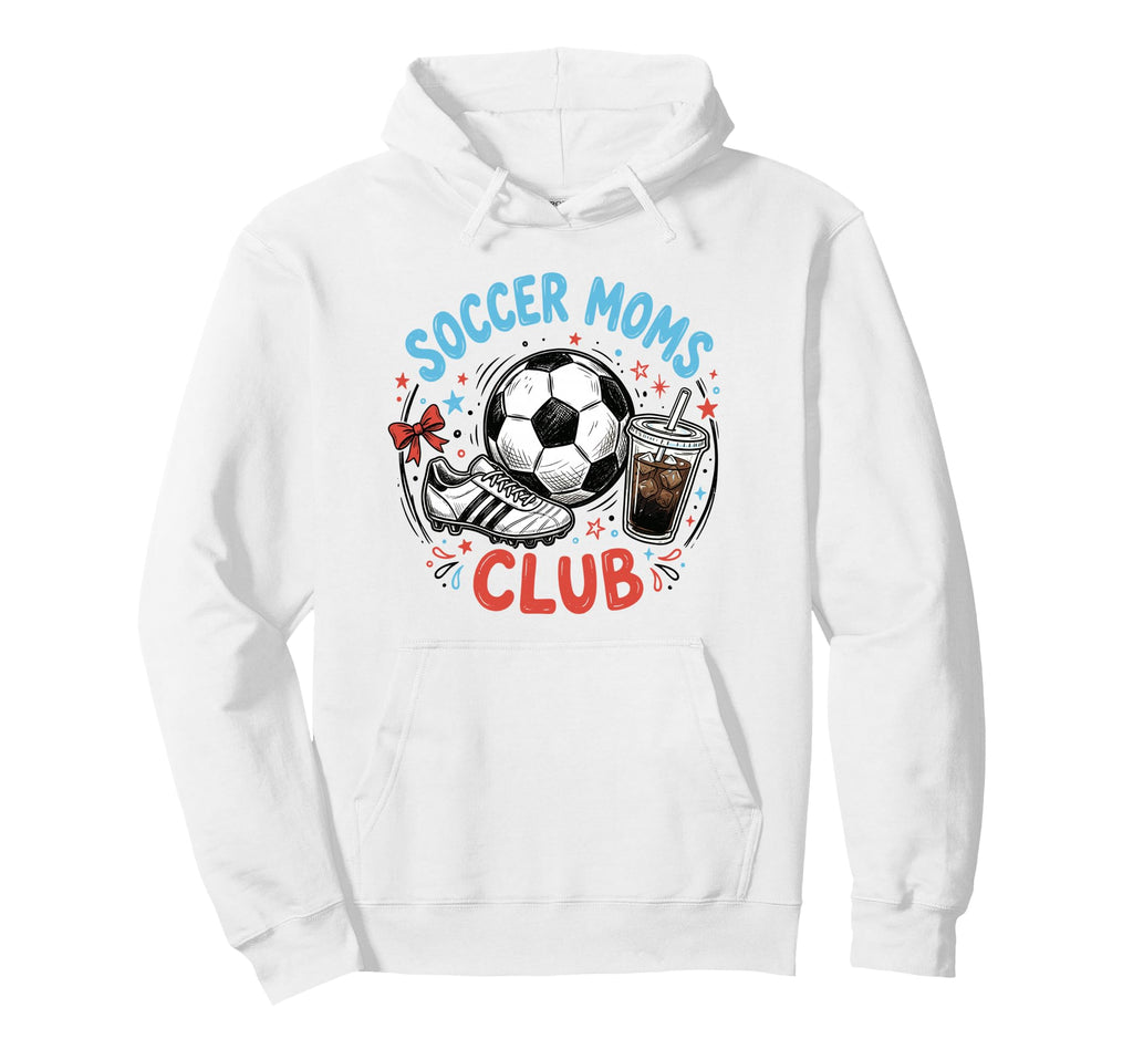 Soccer Moms Club Iced Coffee Cleats Hoodie - Minimalist Print for Adults - T-Shirt, Sweatshirt, Hoodie