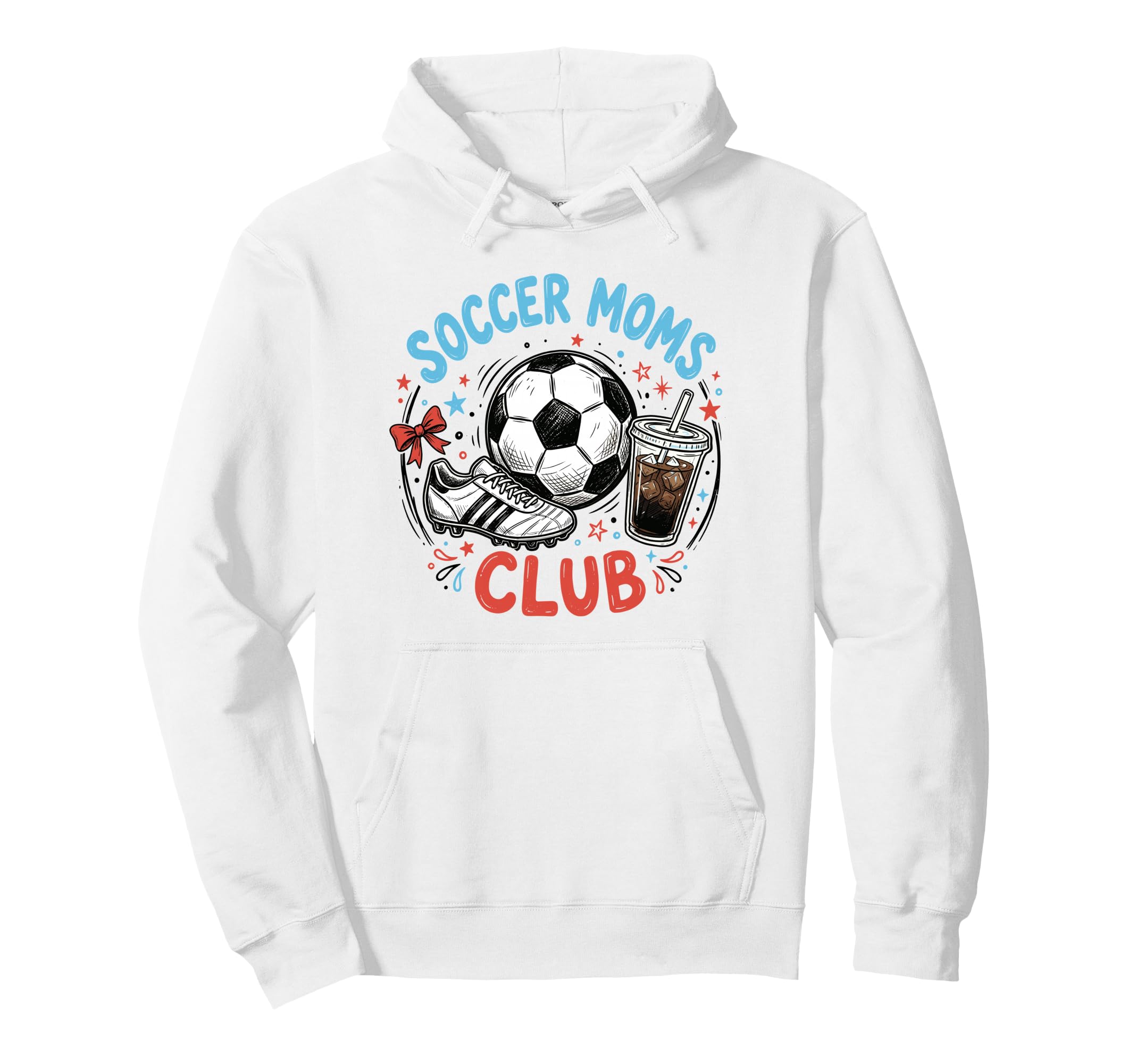 Soccer Moms Club Iced Coffee Cleats Hoodie - Minimalist Print for Adults - T-Shirt, Sweatshirt, Hoodie