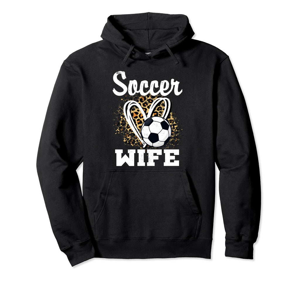 Soccer Wife Leopard Heart Matching Hoodie - Fun Novelty Design for Adults - T-Shirt, Sweatshirt, Hoodie