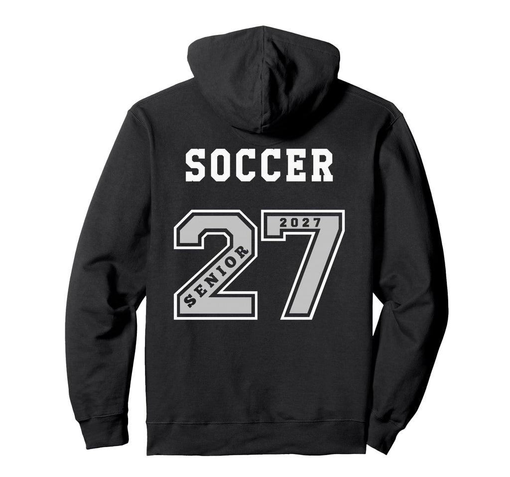 2027 Senior Soccer Back Team Gift 27 Hoodie - Minimalist Print for Adults - T-Shirt, Sweatshirt, Hoodie