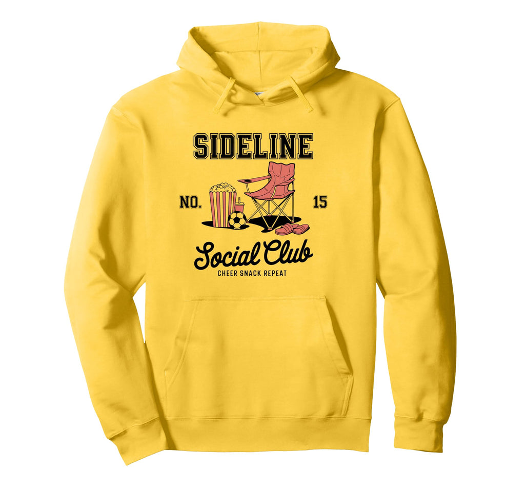 Sideline Social Club Soccer Mom Game Day Hoodie - Graphic Print Unisex - T-Shirt, Sweatshirt, Hoodie